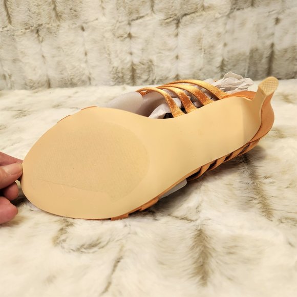 Orange Satin Woven Strap Studded High Heel Shoes - Picture 6 of 6